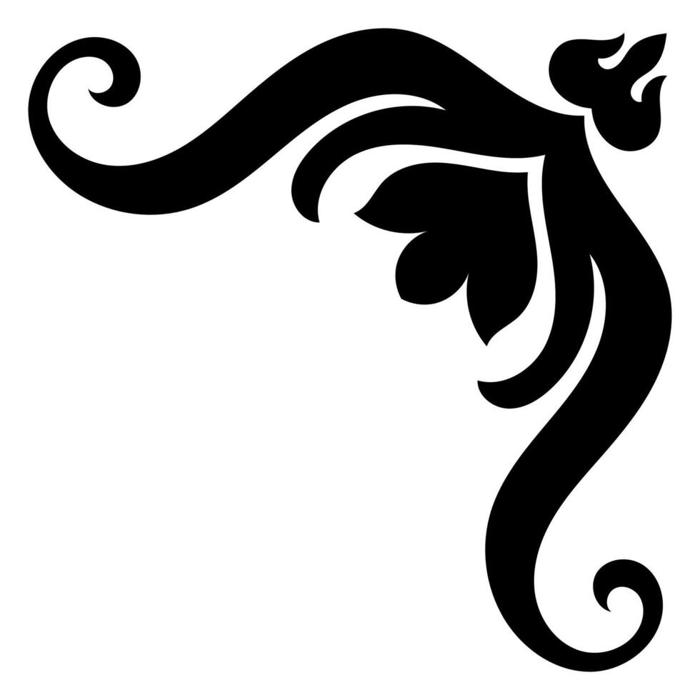 Thin line vintage corner. Medieval period of the Victorian dynasty. vector