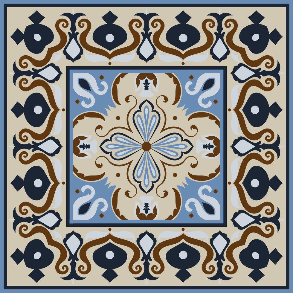 Symmetrical tiles for abstract pattern, vintage flowers vector