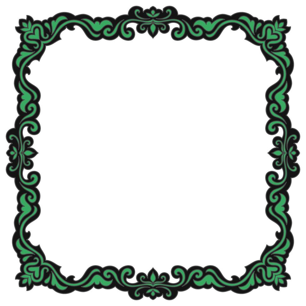 Vintage green frame, square frame, empty space picture frame vector