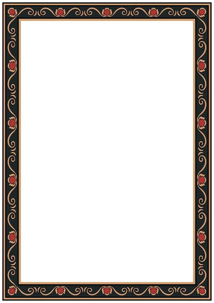 Carpet Frame, Vintage Pattern A4 Picture Frame, Abstract Flower Vintage Border vector