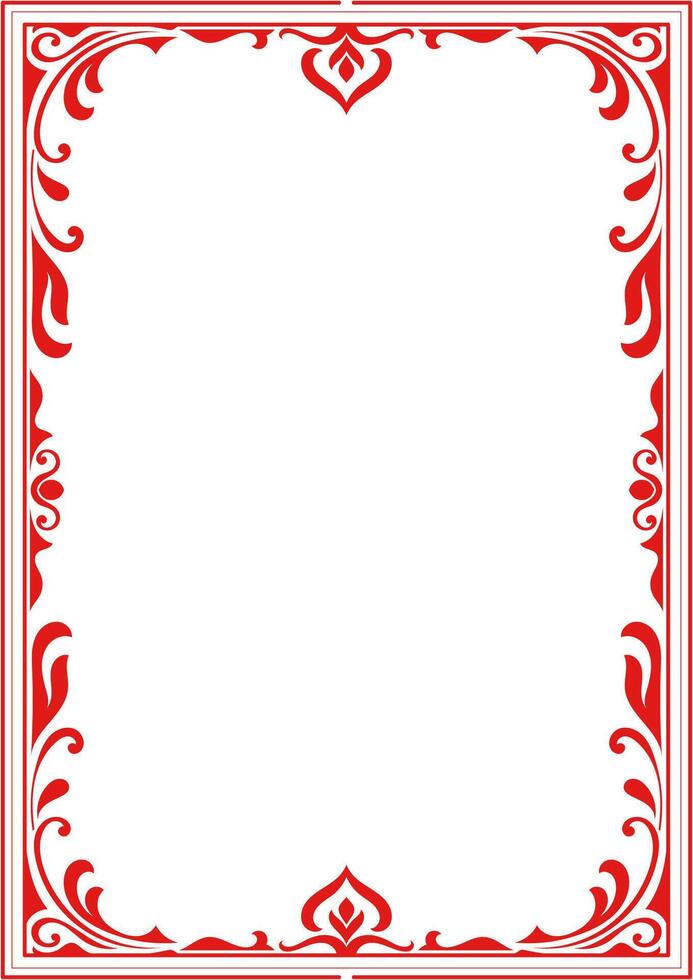 Red vintage frame, book cover decoration frame, a4 frame vector