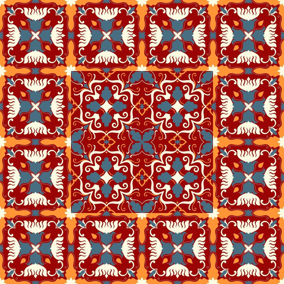 Seamless box pattern, red abstract floral pattern, carpet pattern vector