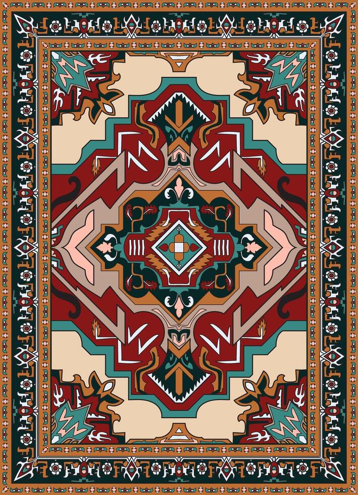 WebRed Persian Carpet Design, Vintage Carpet vector