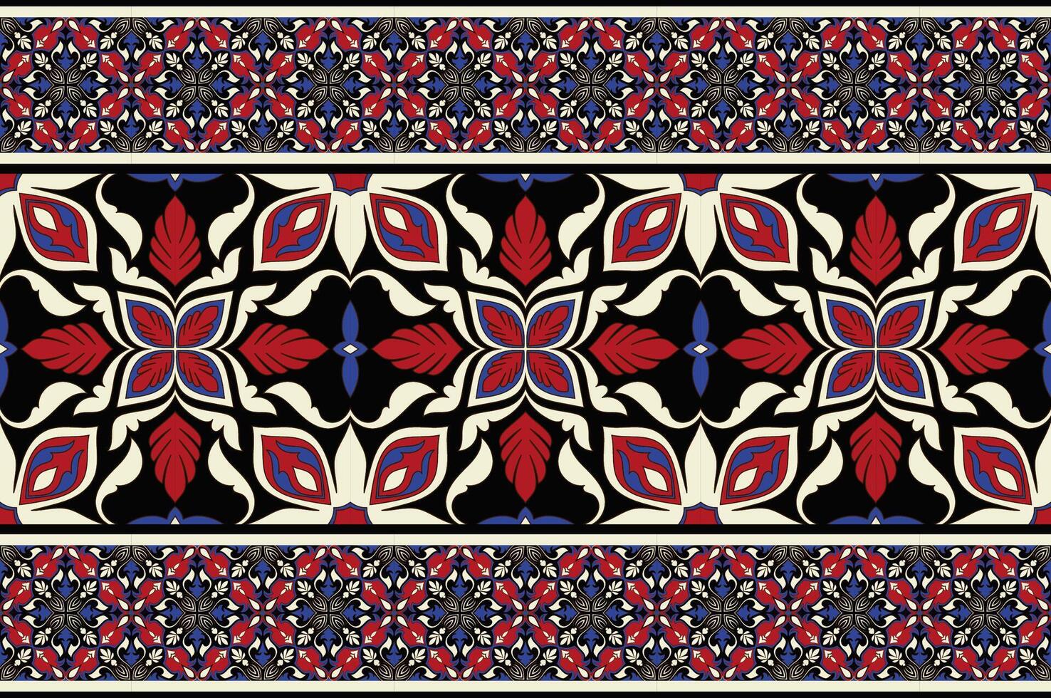 Red and blue carpet borders for ethnic tribes vector