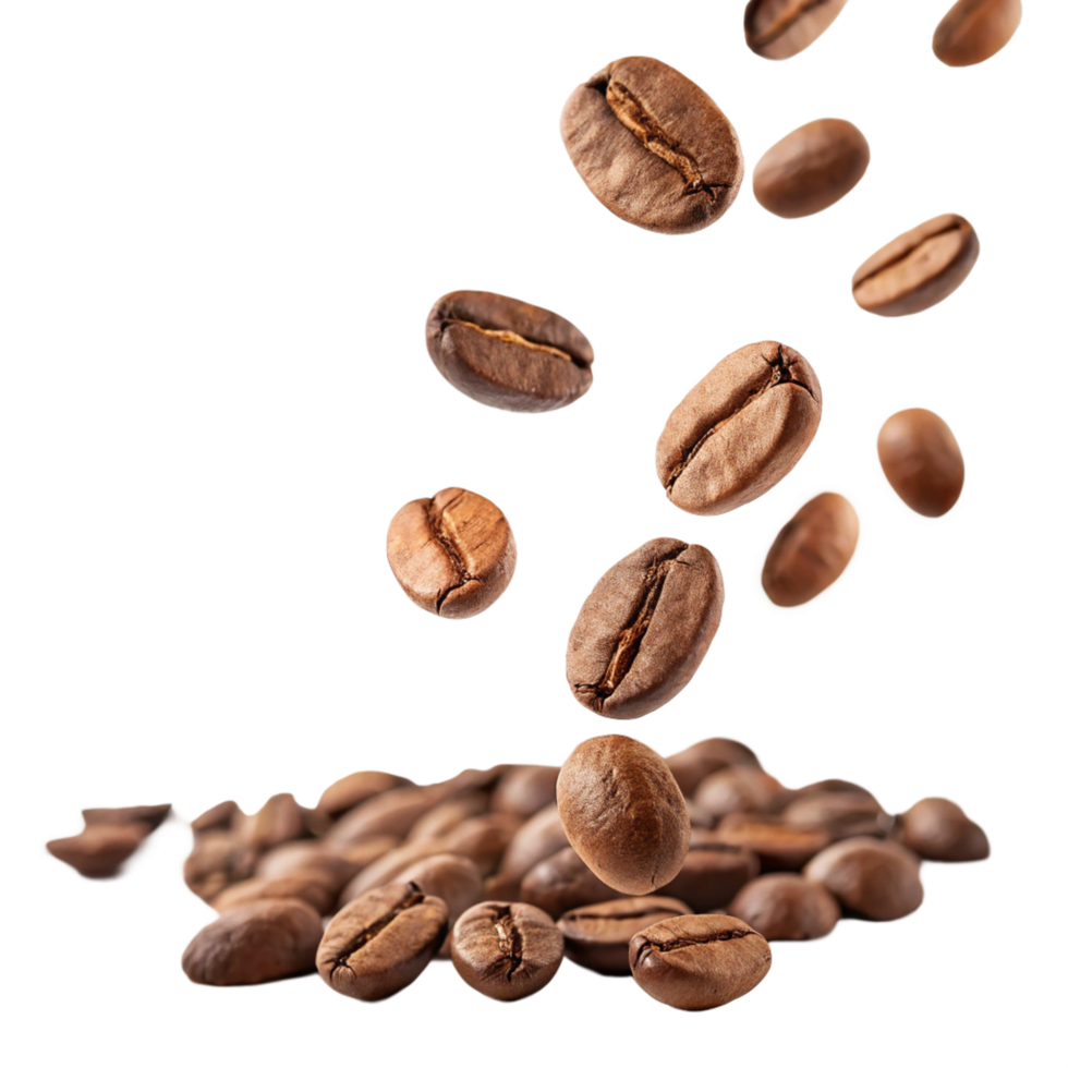 Coffee falling on a black png