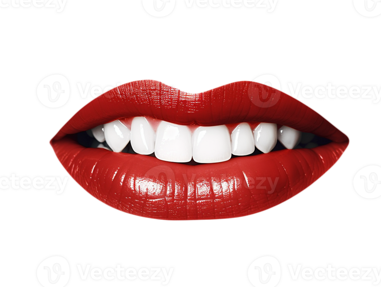Glamorous woman lips with red lipstick and teeth exposed png