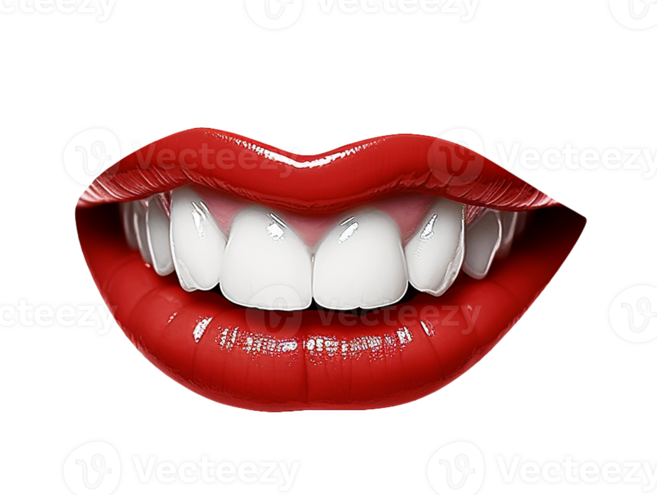 Red glossy lips showing teeth png