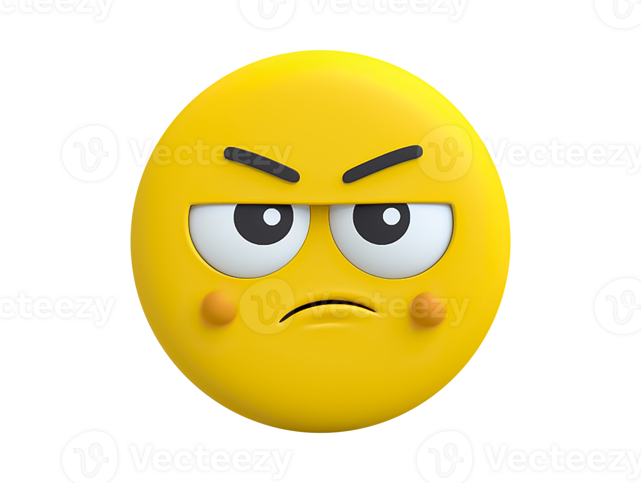 Moody yellow face emoji isolated png