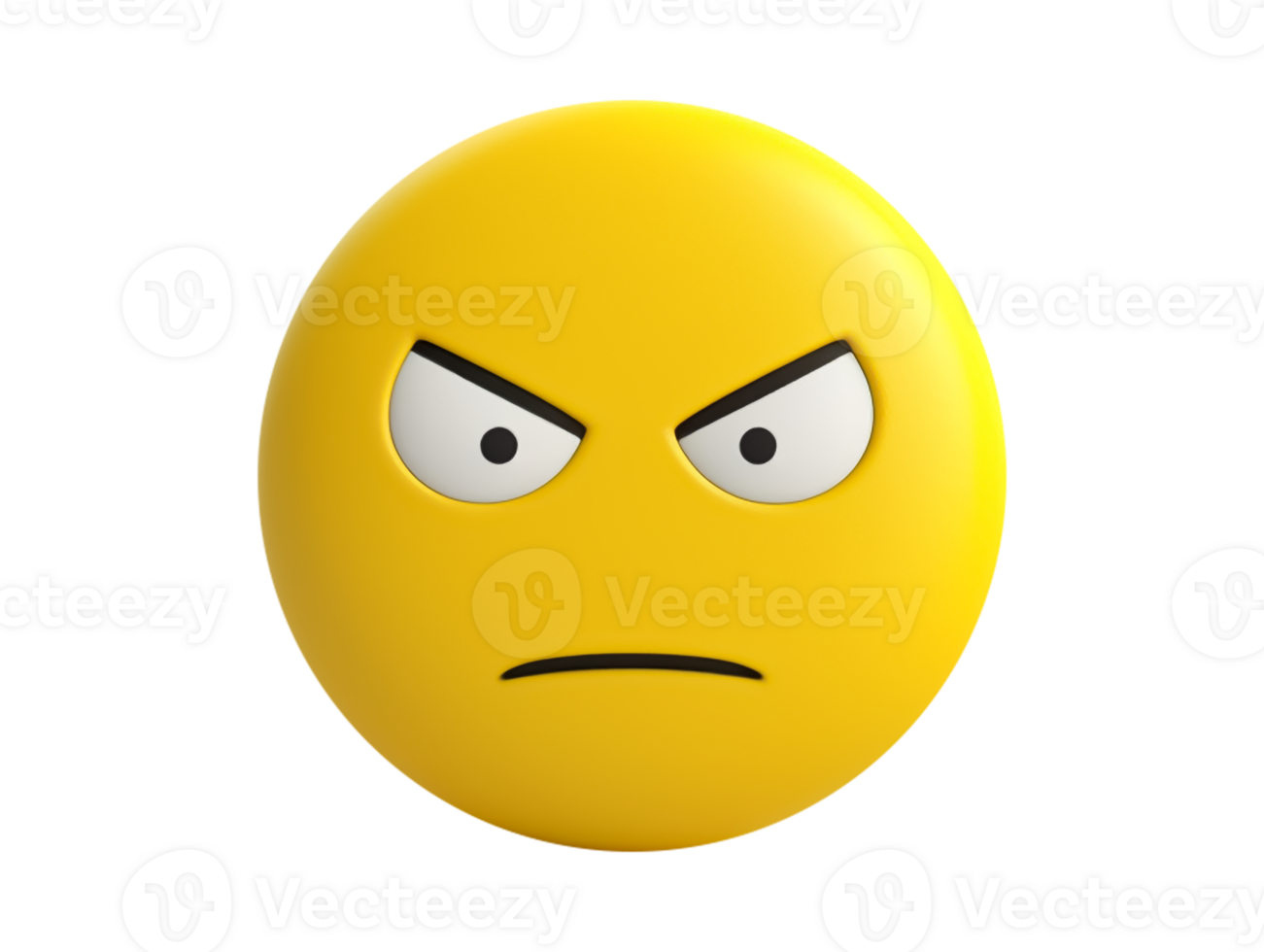 Realistic unhappy emoji isolated png