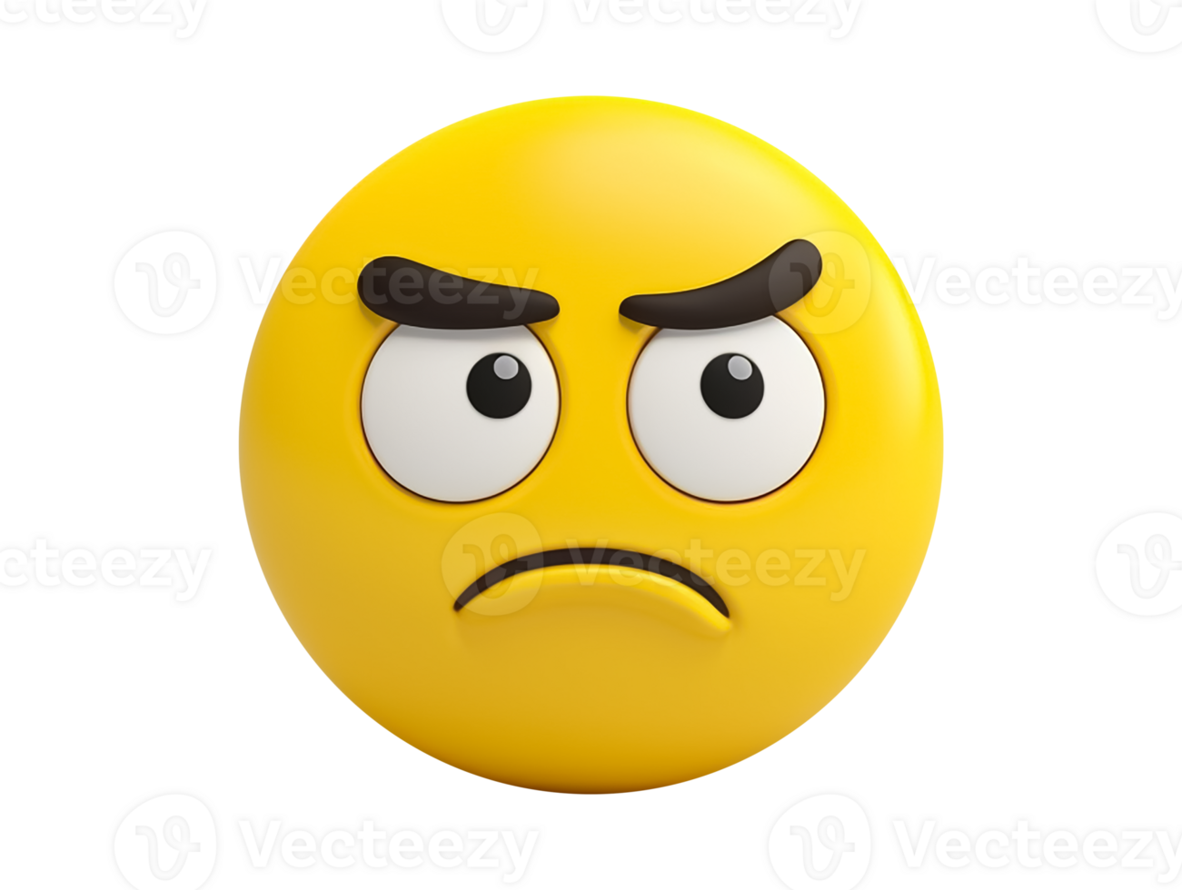Sad yellow face emoji isolated on transparent background png