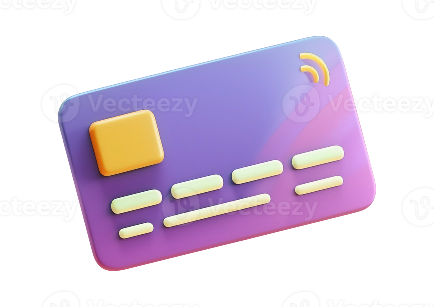 Credit Card with Chip in 3D Render Style png