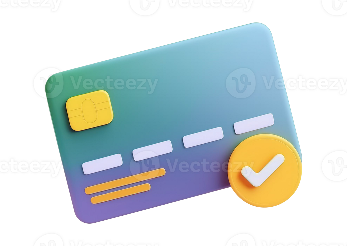 3D Style Credit Card Icon Isolated on Transparent Background png