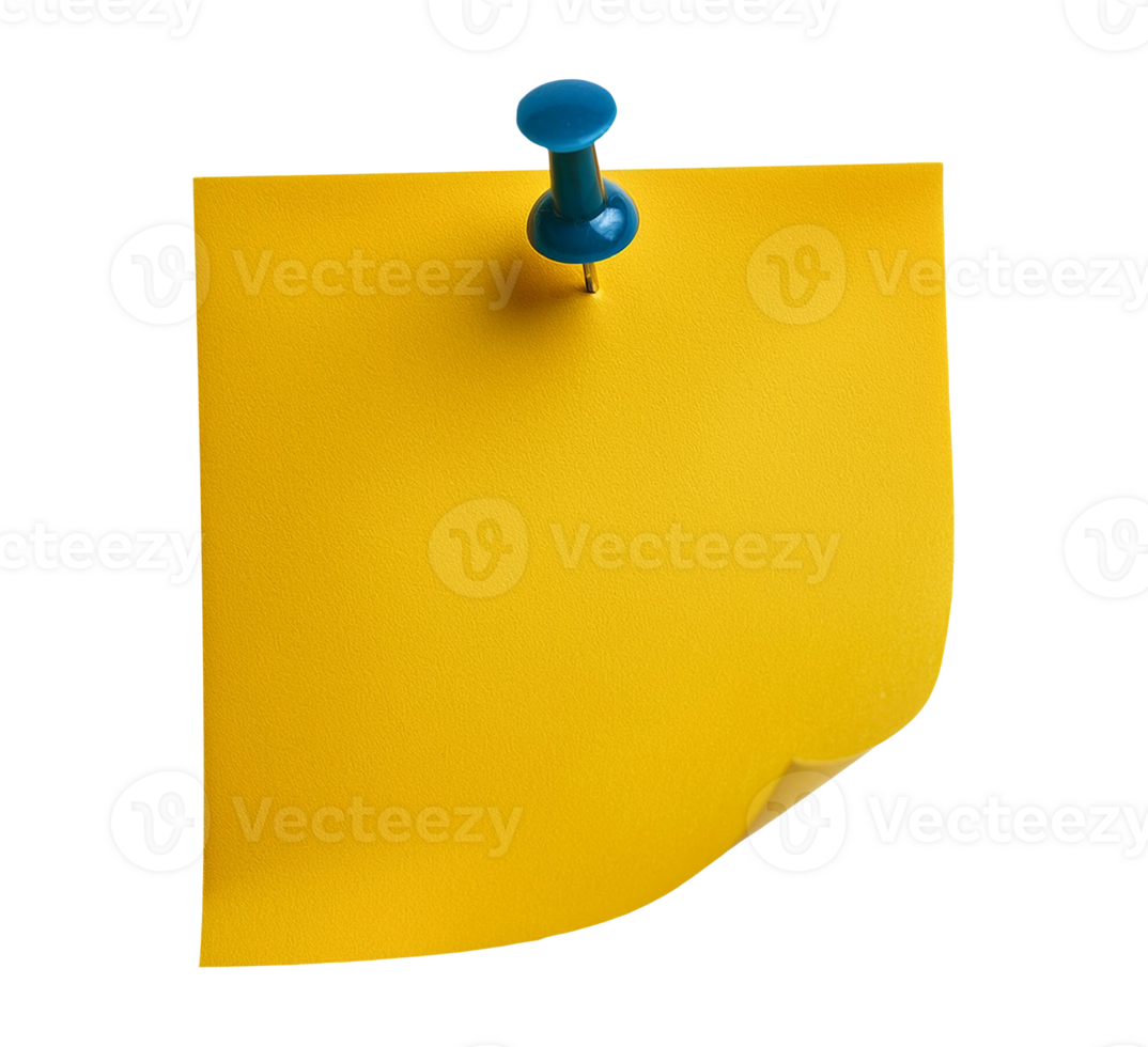 Reminder Note with Push Pin in Yellow Color png