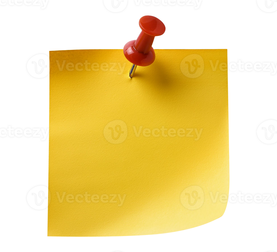 Yellow Sticky Note with Red Push Pin Isolated on Transparent Background png