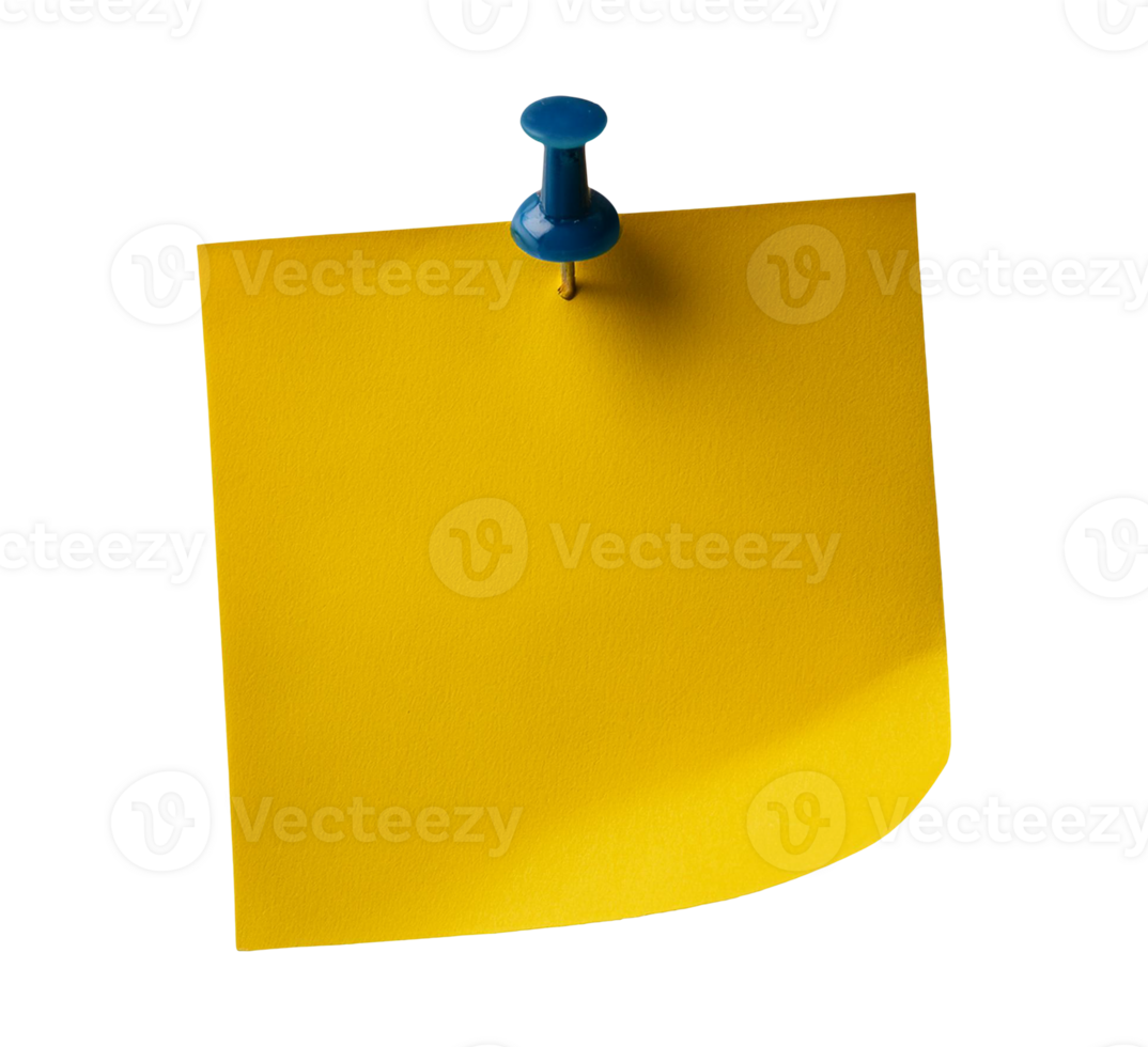 Blank Yellow Memo Paper Pinned with Thumbtack png