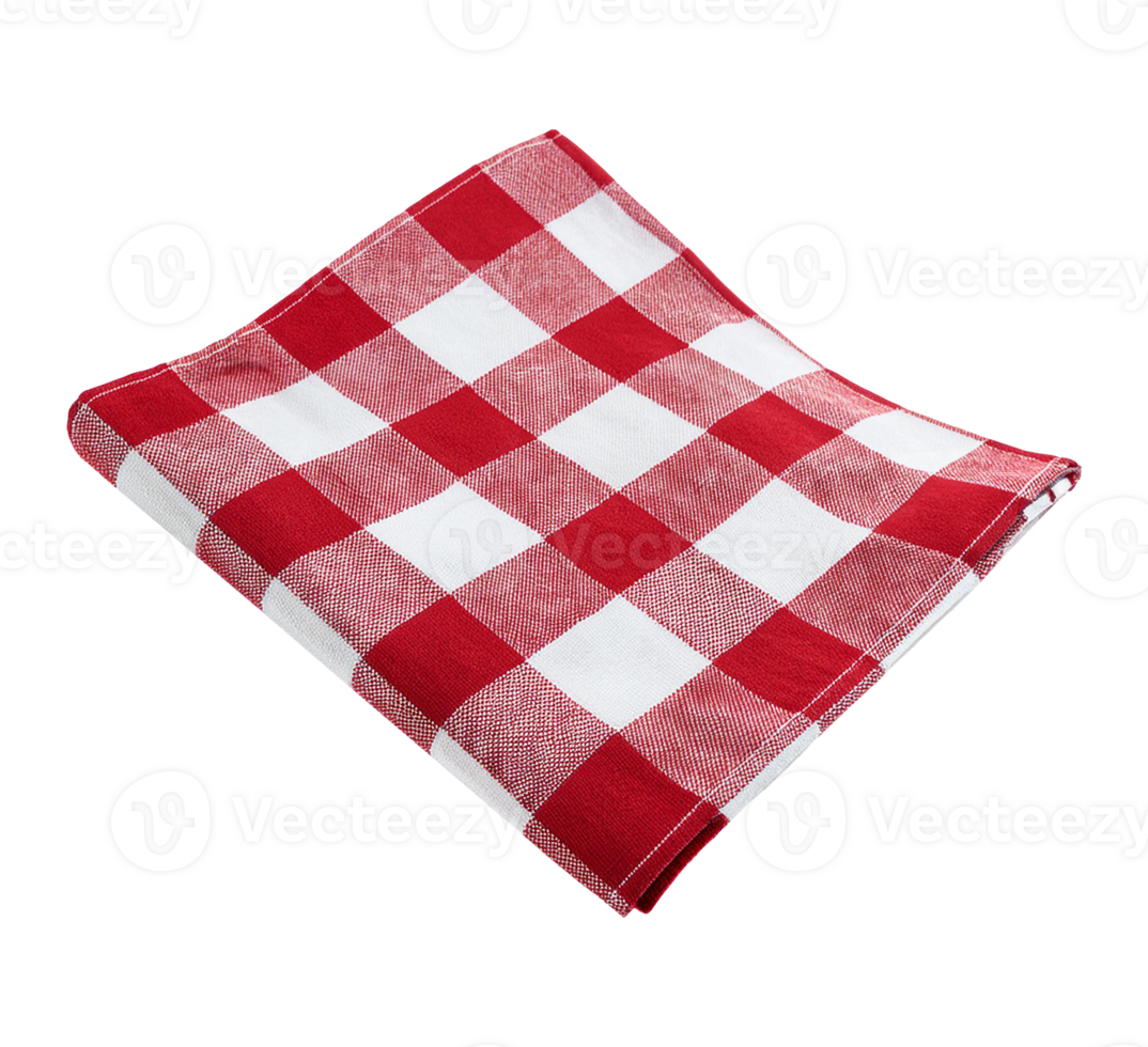 Red and White Checkered Tablecloth Isolated on Transparent Background png