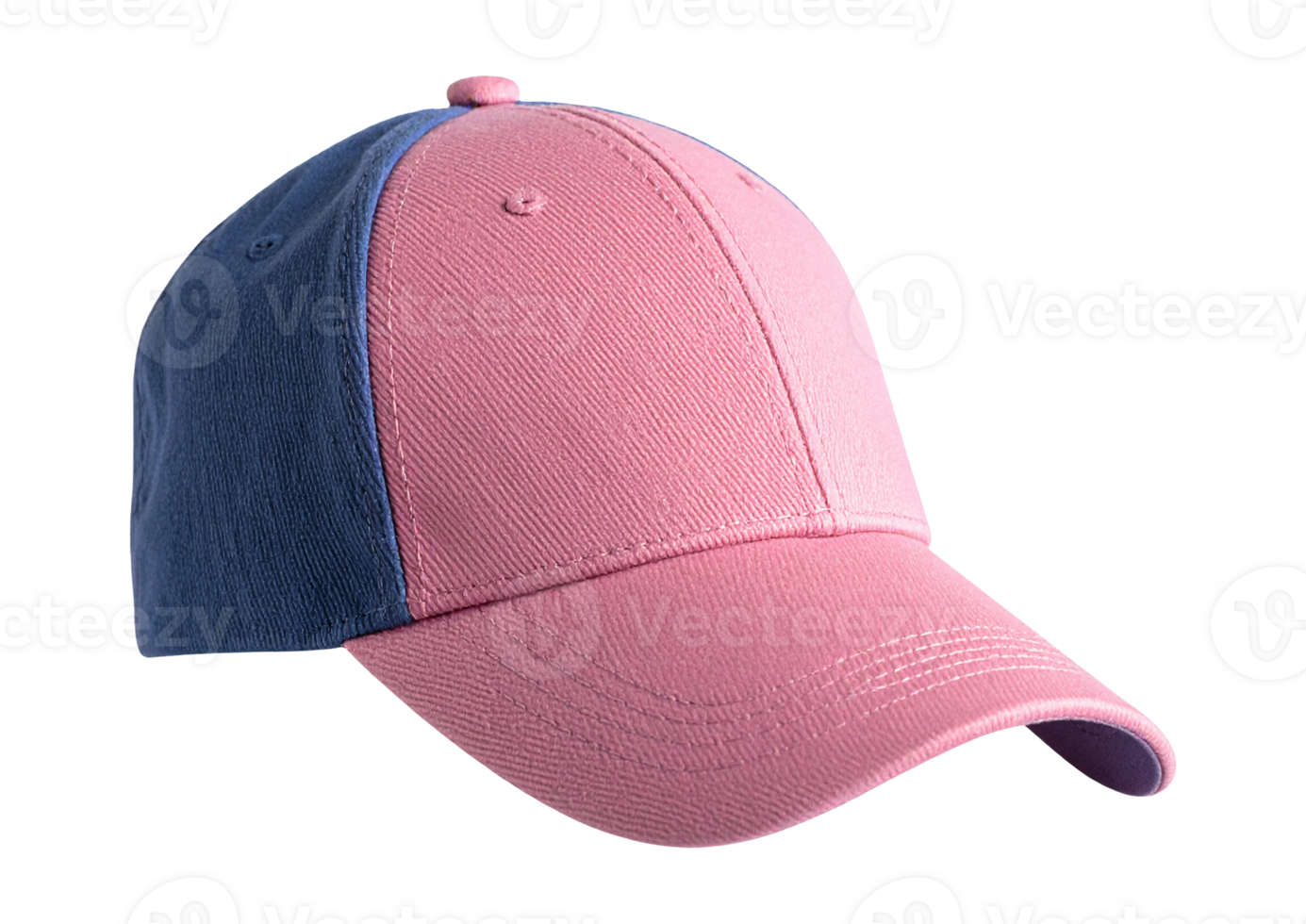 A pink and blue baseball cap on a transparent background png