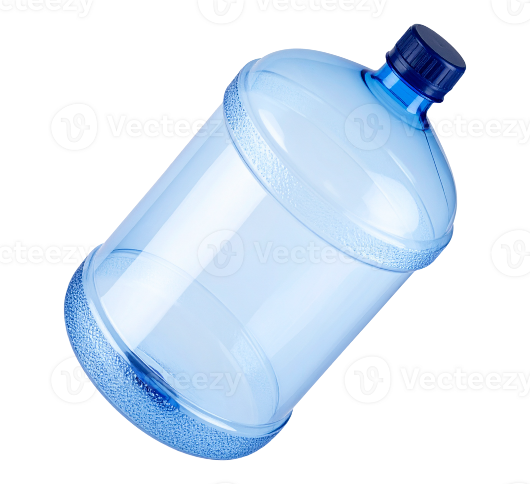 A large blue plastic water bottle on a transparent background png