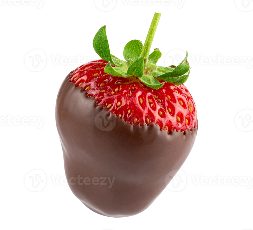 Dessert strawberry covered in dark chocolate png