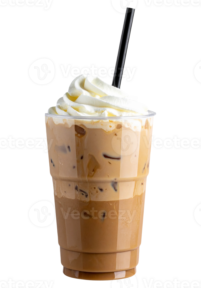 Delicious Chilled Coffee Beverage with Creamy Foam png