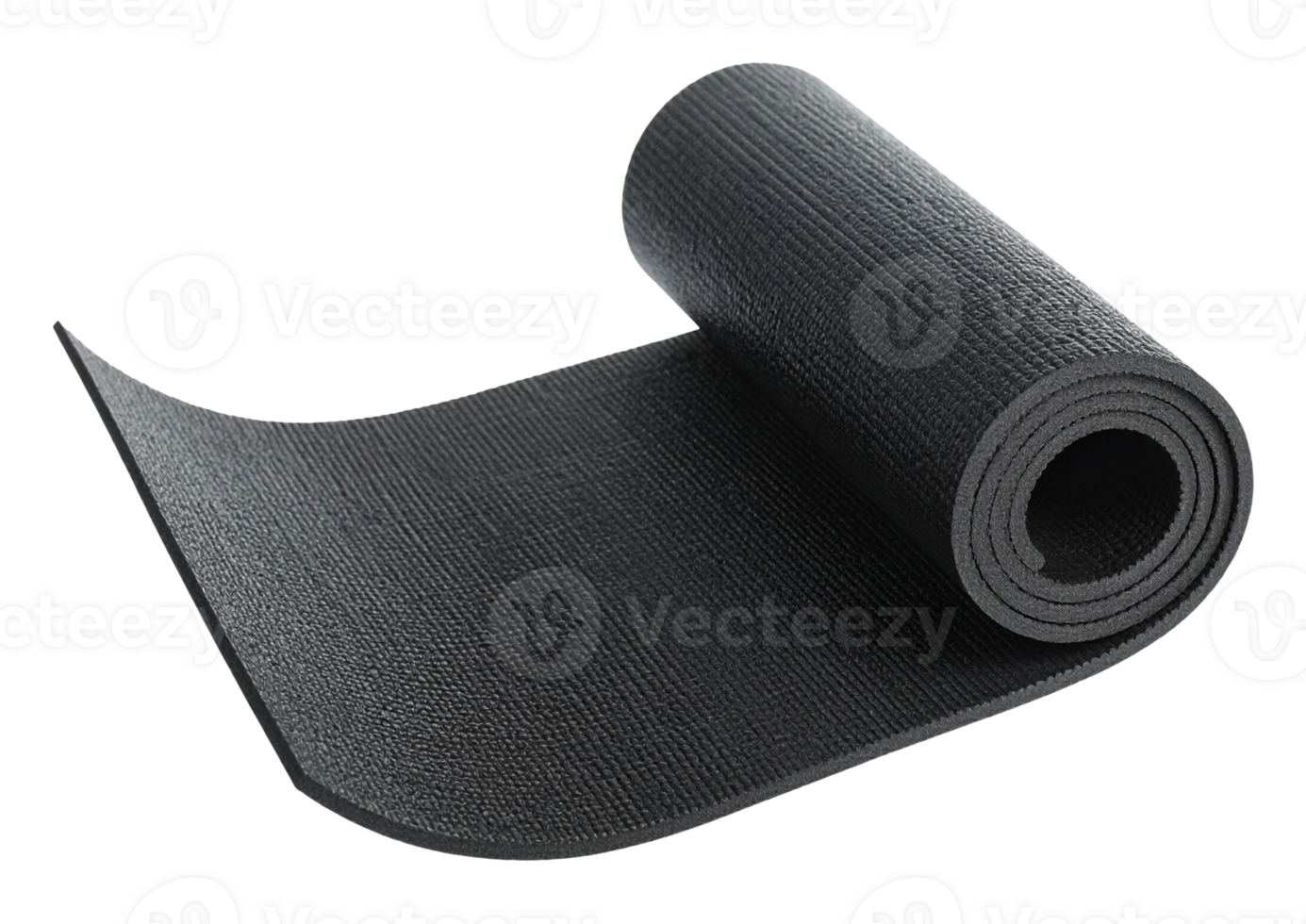 a black yoga mat on a transparent background png