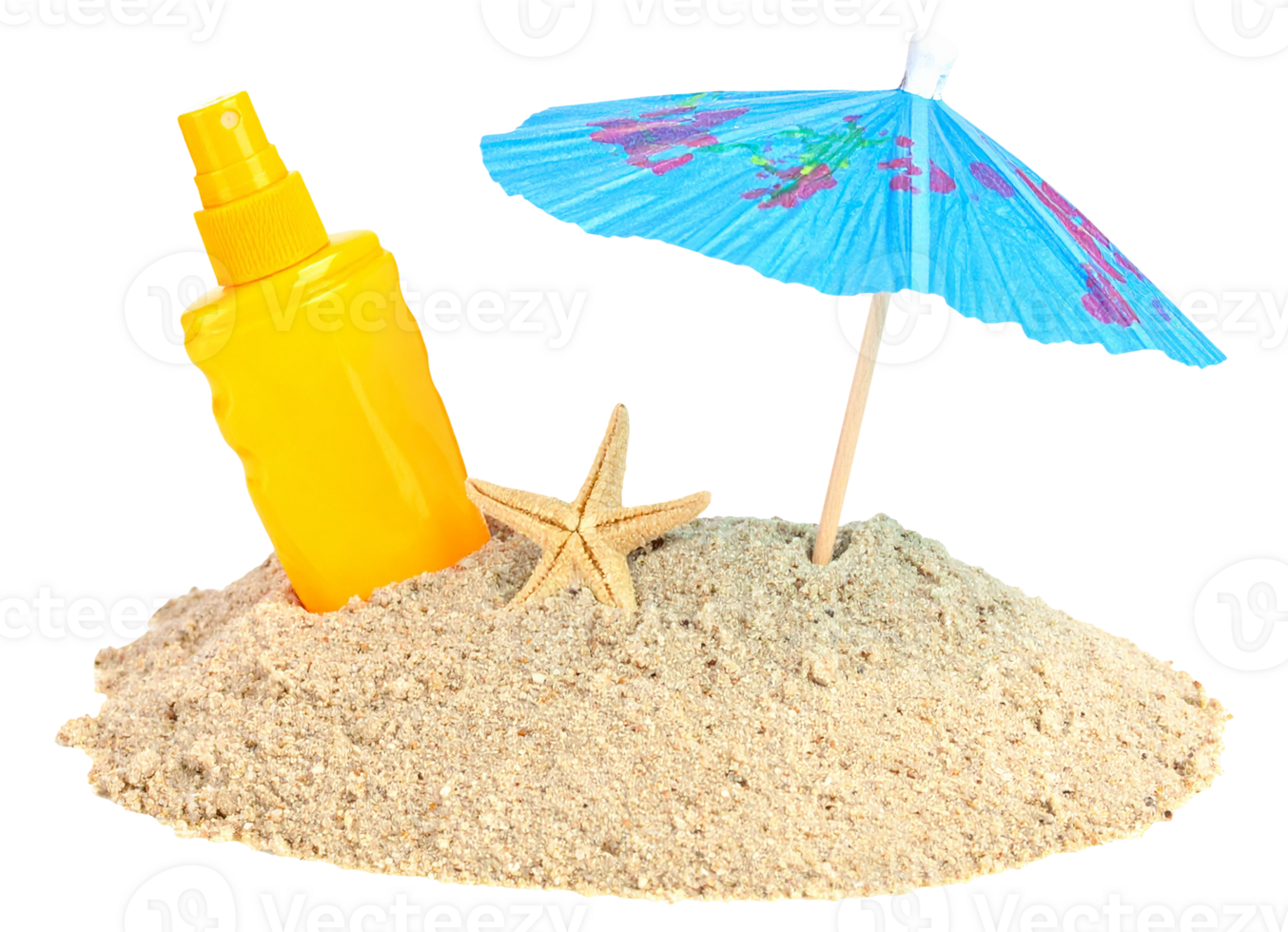 beach sand and sun cream isolated png