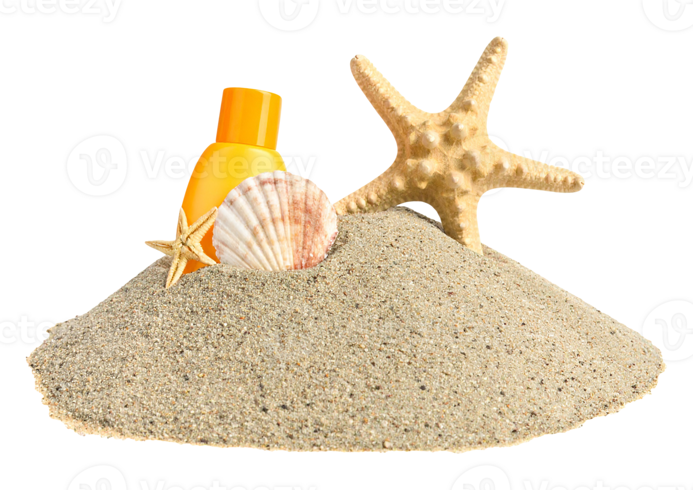 beach sand with summer objects isolated png