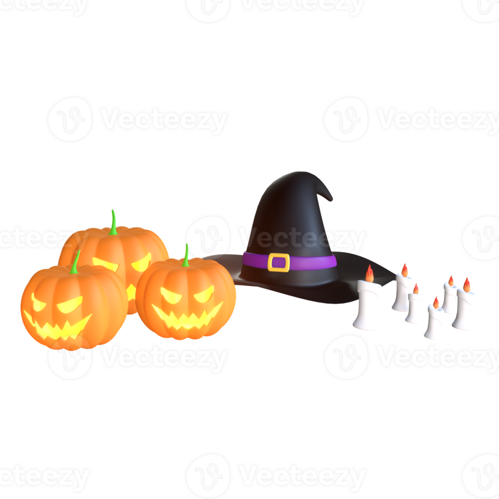 Witch Hat with Pumpkins and Bats png