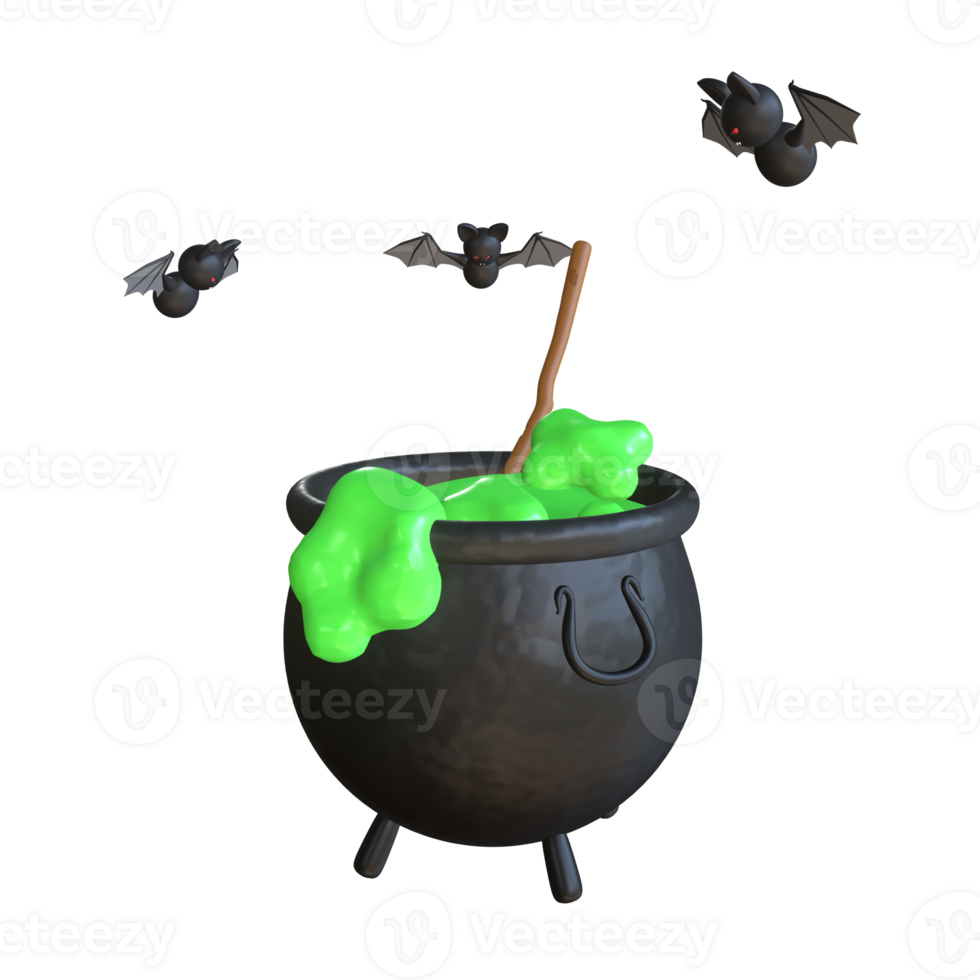 Boiling Green Potion with Bats png