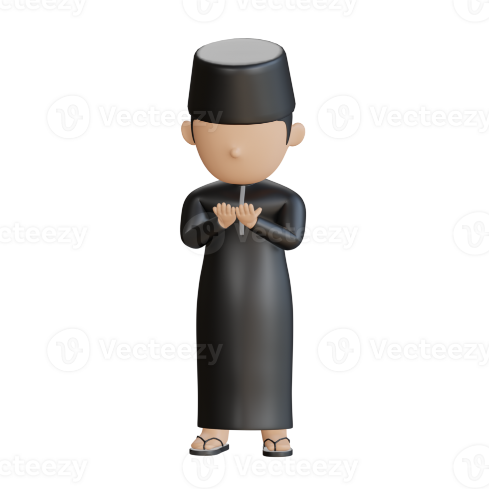 Muslim 3D Boy Character in Calm Pose png