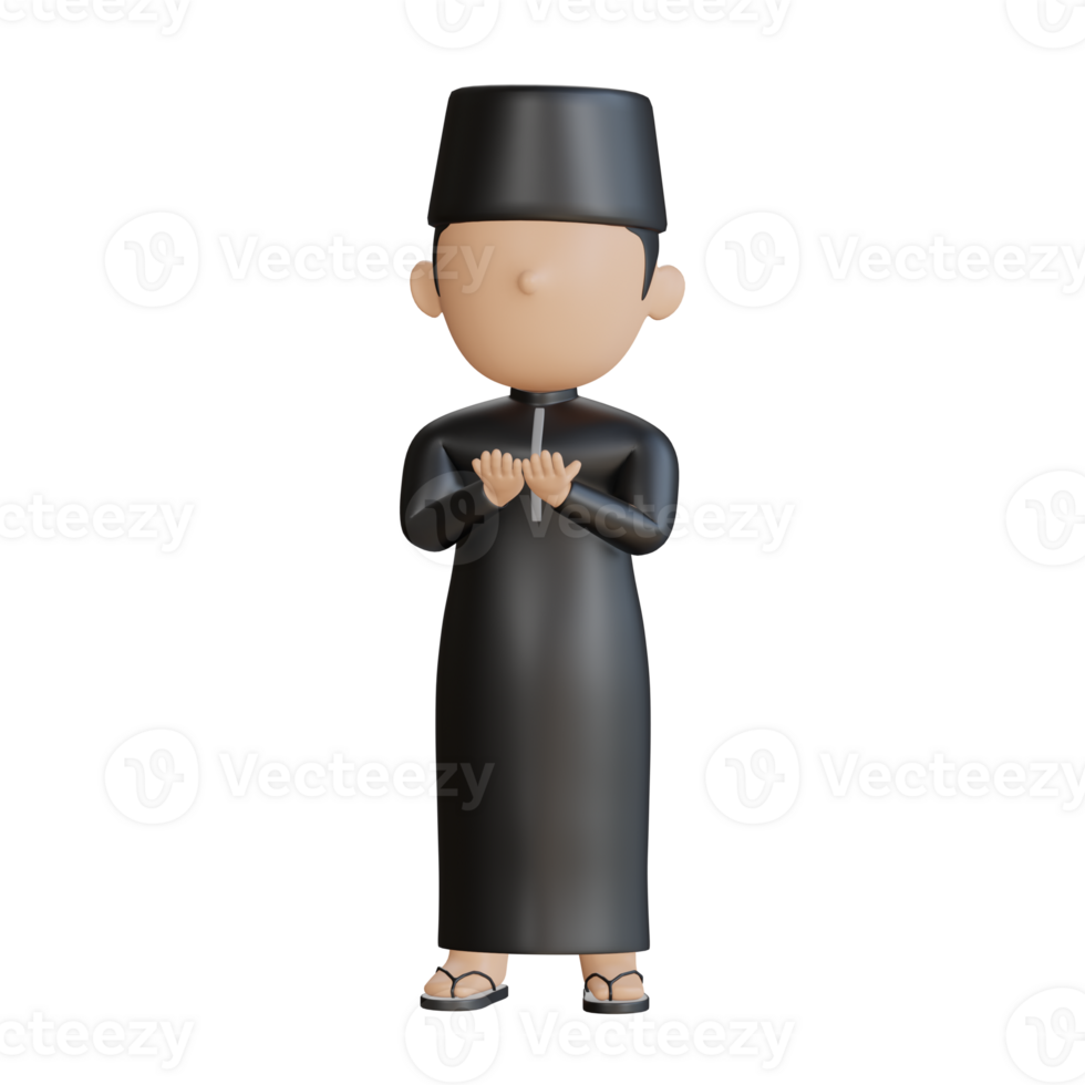 3D Character of Muslim Man with Folded Arms png