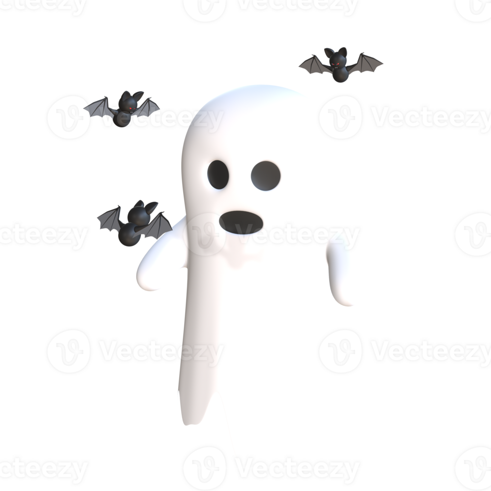 Cute Halloween Ghost with Bats png
