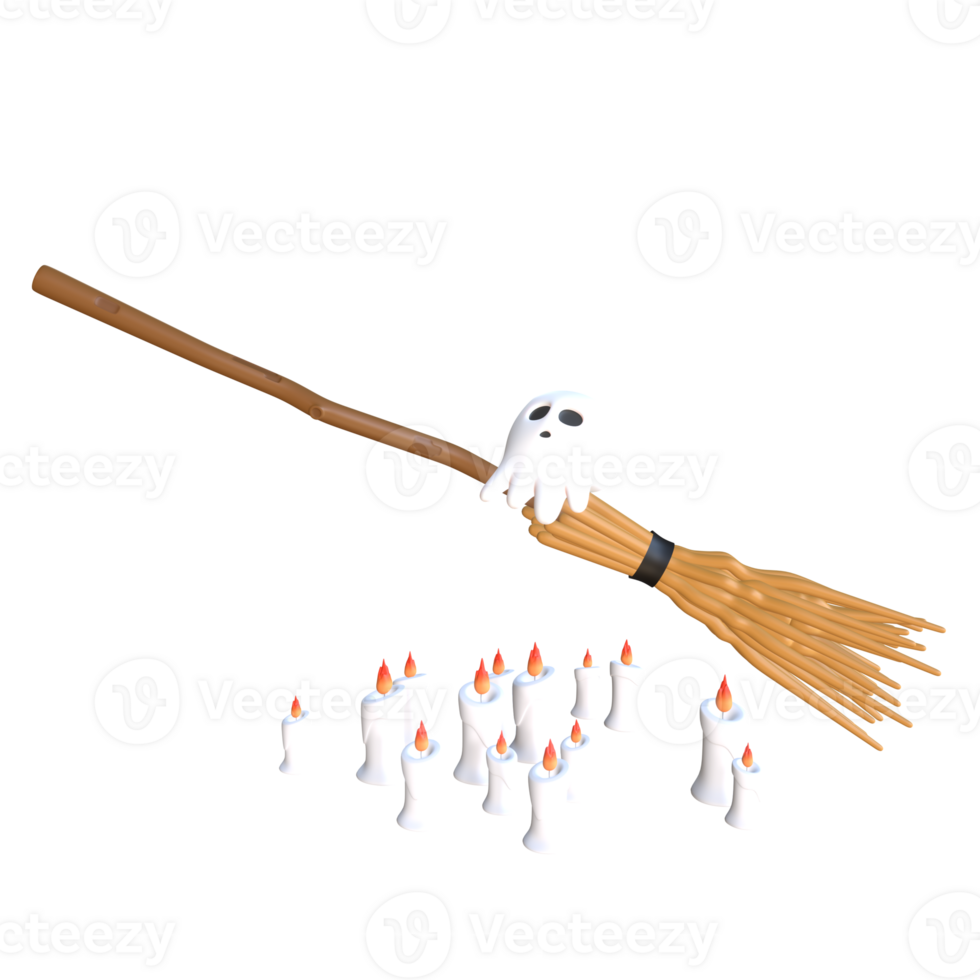Animated Halloween Broomstick with Ghosts png
