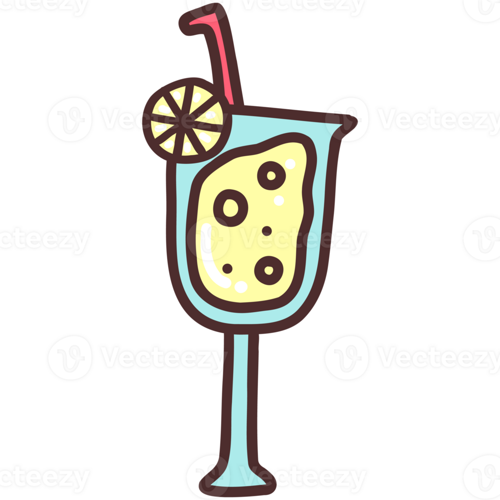 Cute Tropical Lemonade Drink in Glass Illustration png