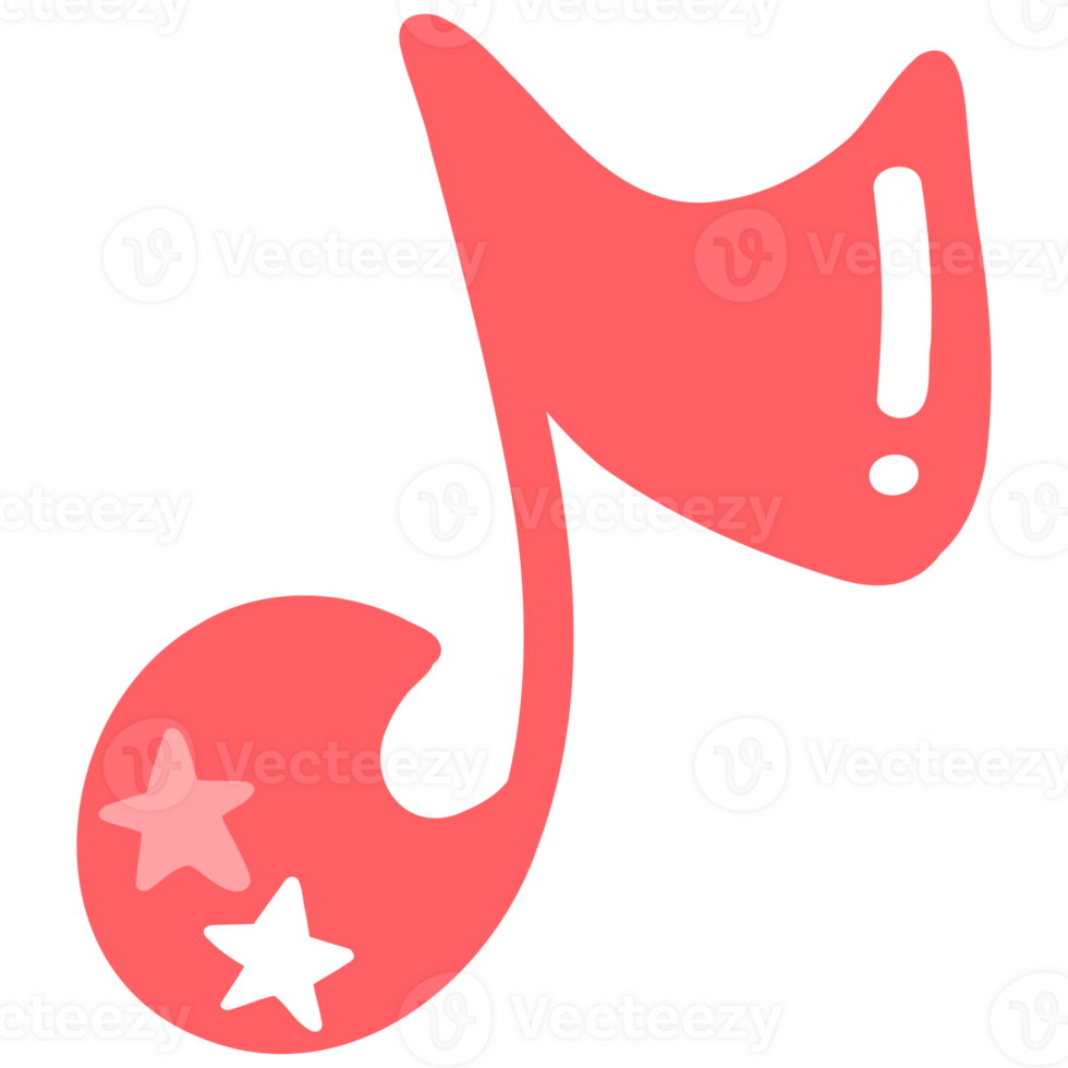 Cute Music Note with Stars Illustration png