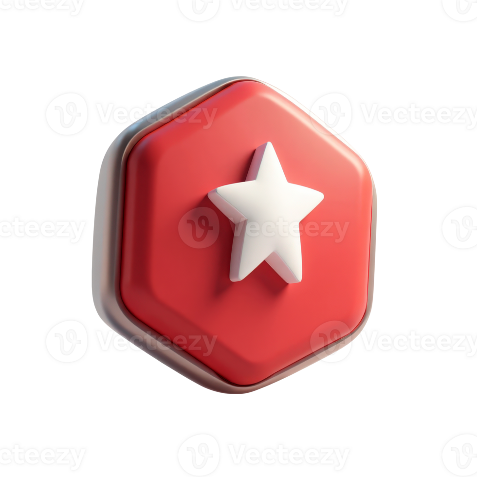 Red Hexagonal Badge with White Star Symbol png