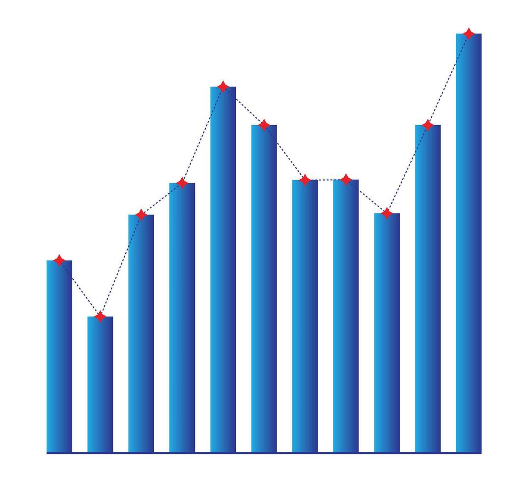 3D Bar Chart with Trend Line vector