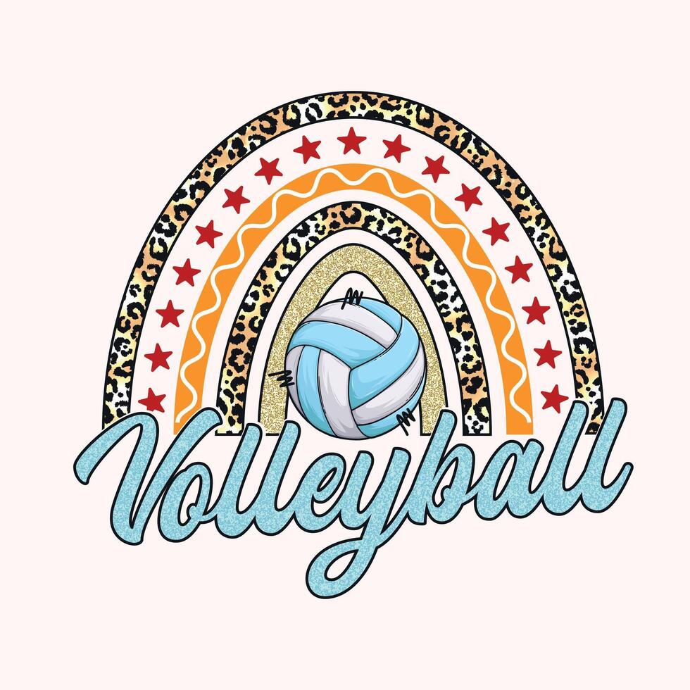 Rainbow Volleyball Sublimation, Craft, t-shirt design vector