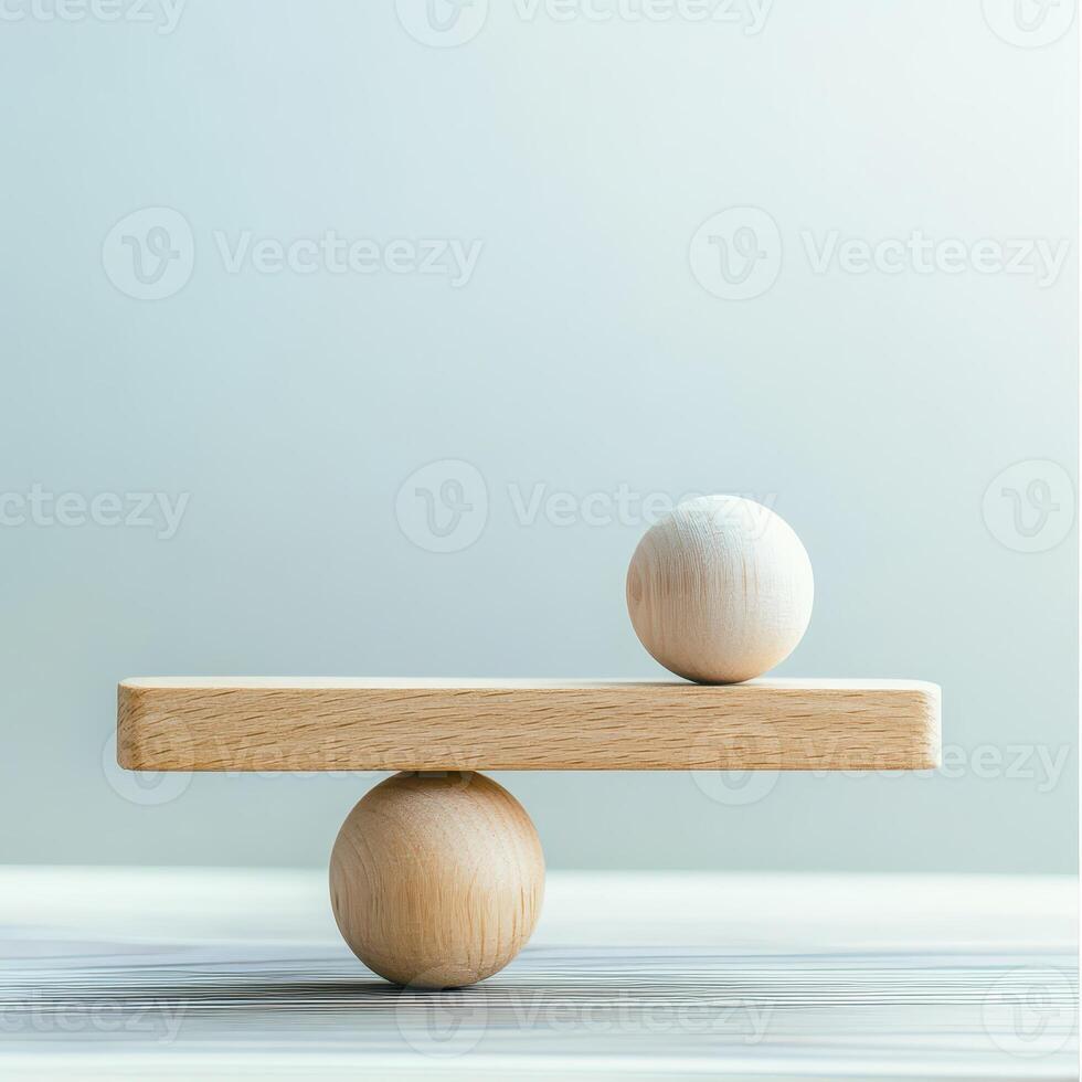 Wooden scale shows stability and movement photo