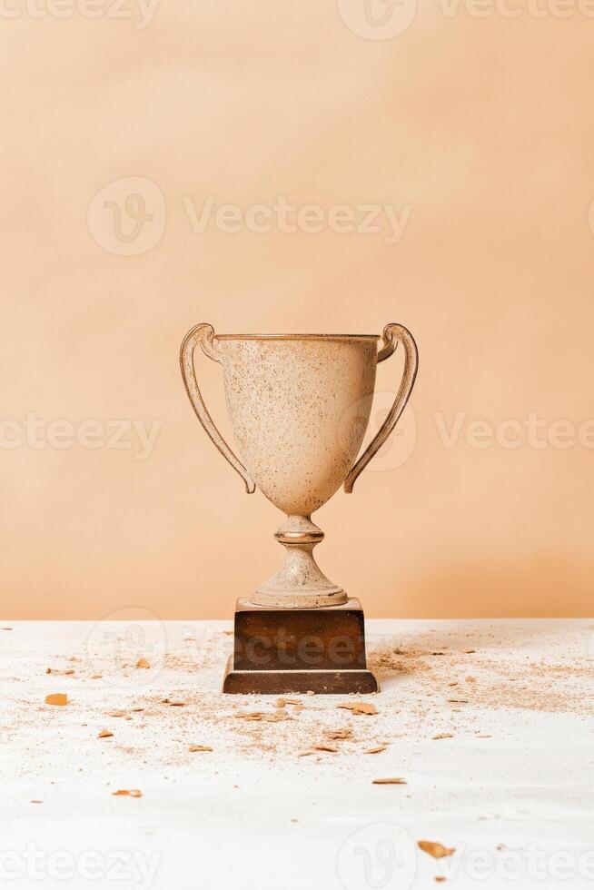 Dusty trophy symbolizes lost chances and lack of extracurricular activities in a students journey photo