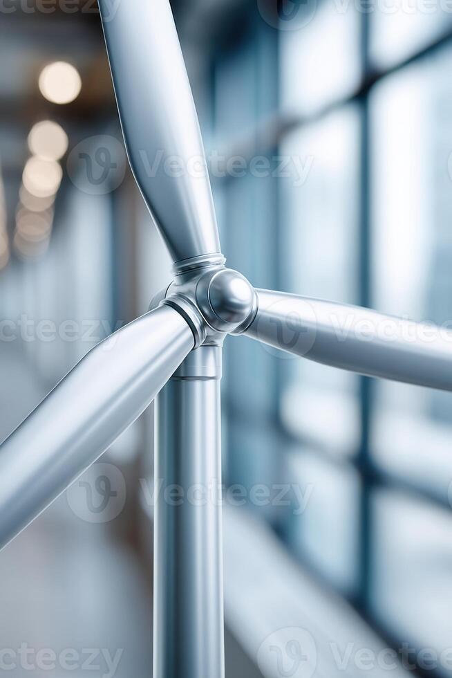 Close-up view of wind turbine components showcasing modern renewable energy technology photo