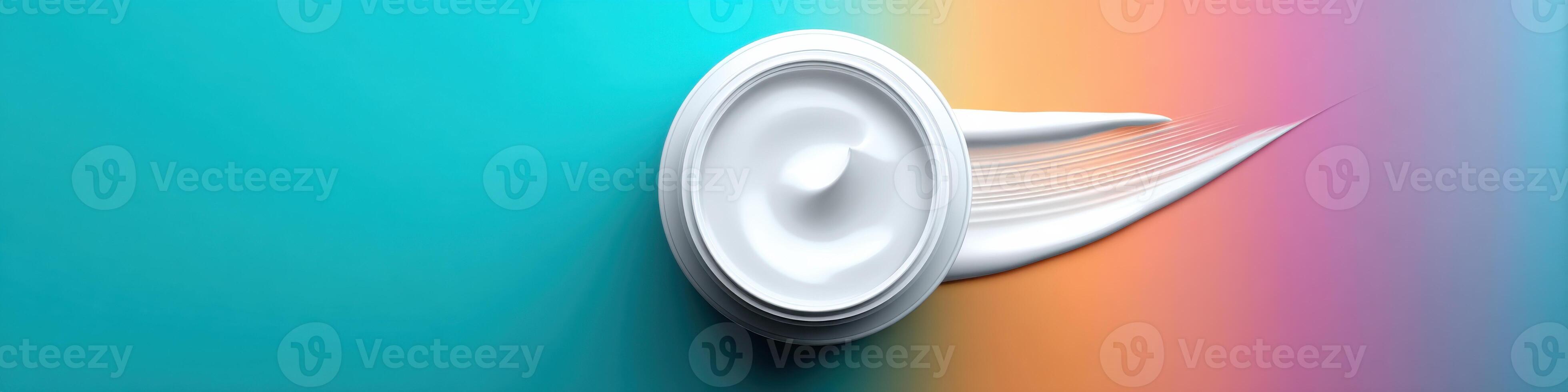Vibrant antioxidant cream mockup with colorful background and blank space for design elements photo