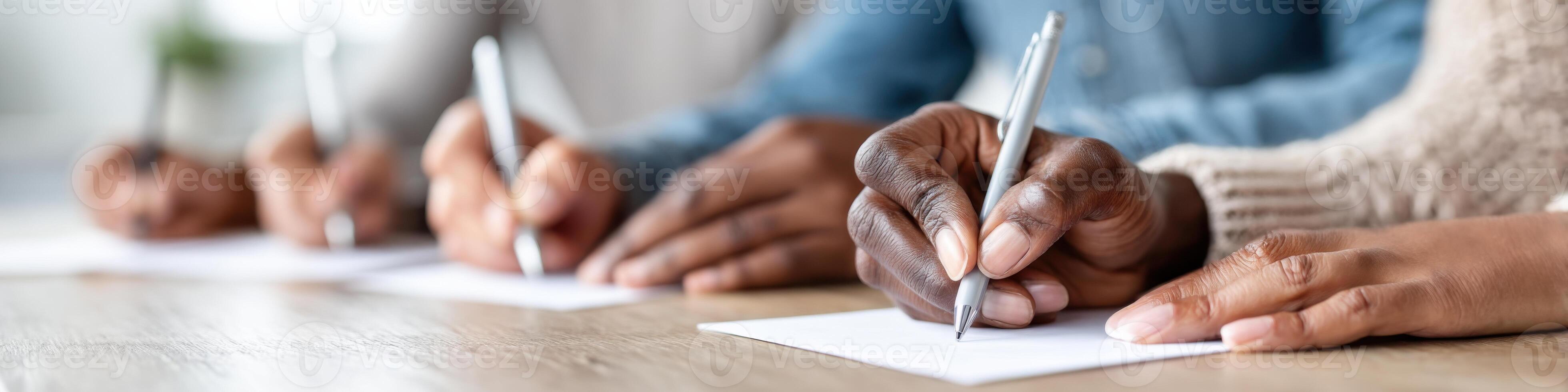 Diverse hands engage in writing truths and lies, expressing the complexity of honesty in an impactful way photo
