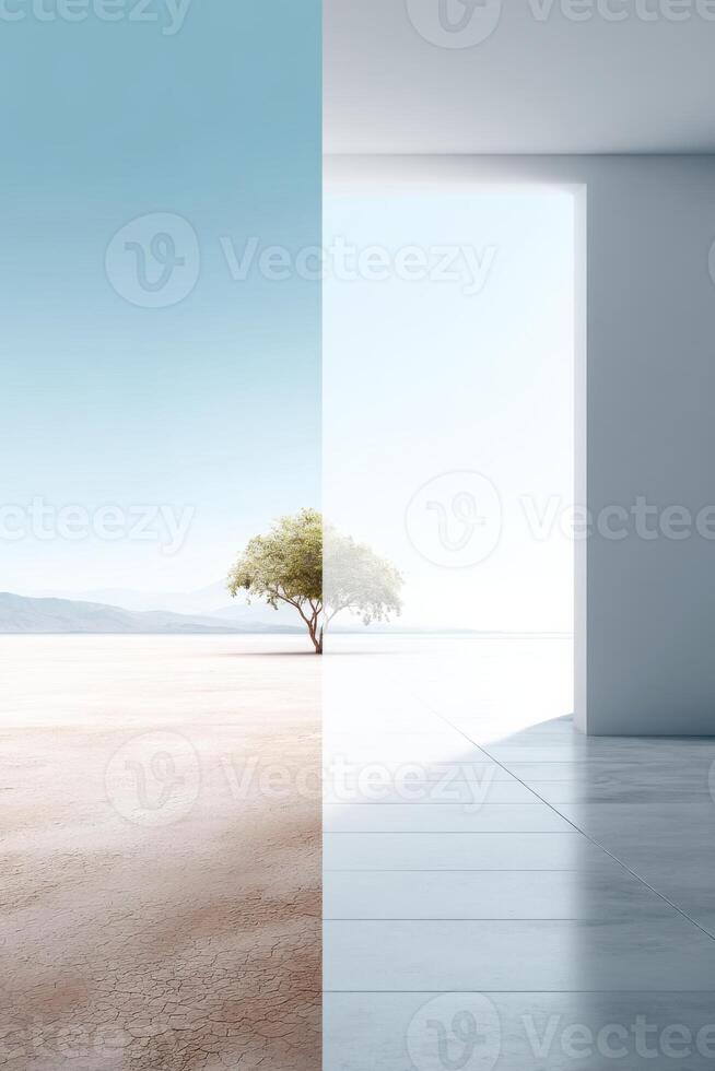 Contrast between natural beauty and filtered perceptions illustrating addiction to aesthetics photo