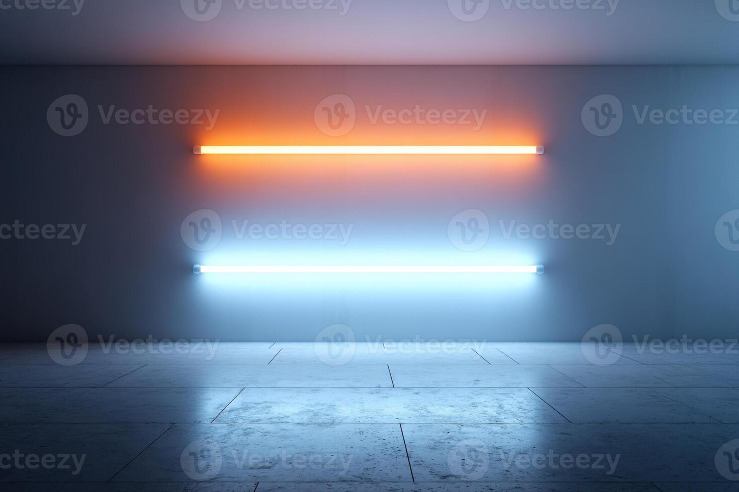 Fluorescent light samples create vibrant color effects in a minimalist setting photo
