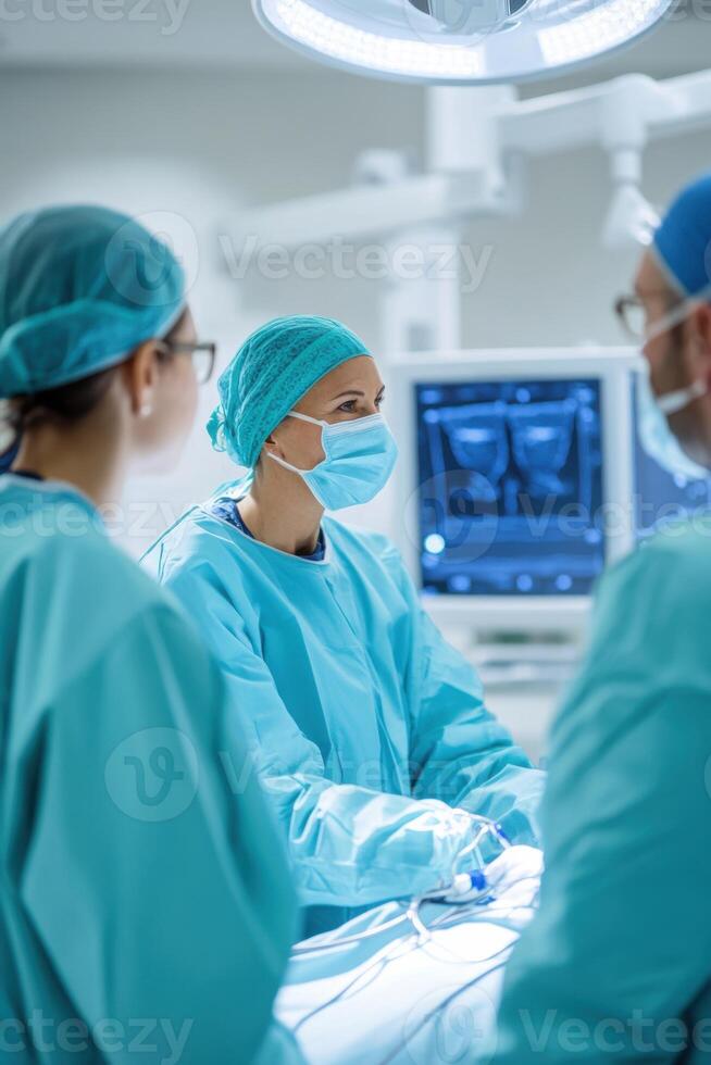 Cardiologists collaborating in a high-tech clinic for enhanced patient care photo