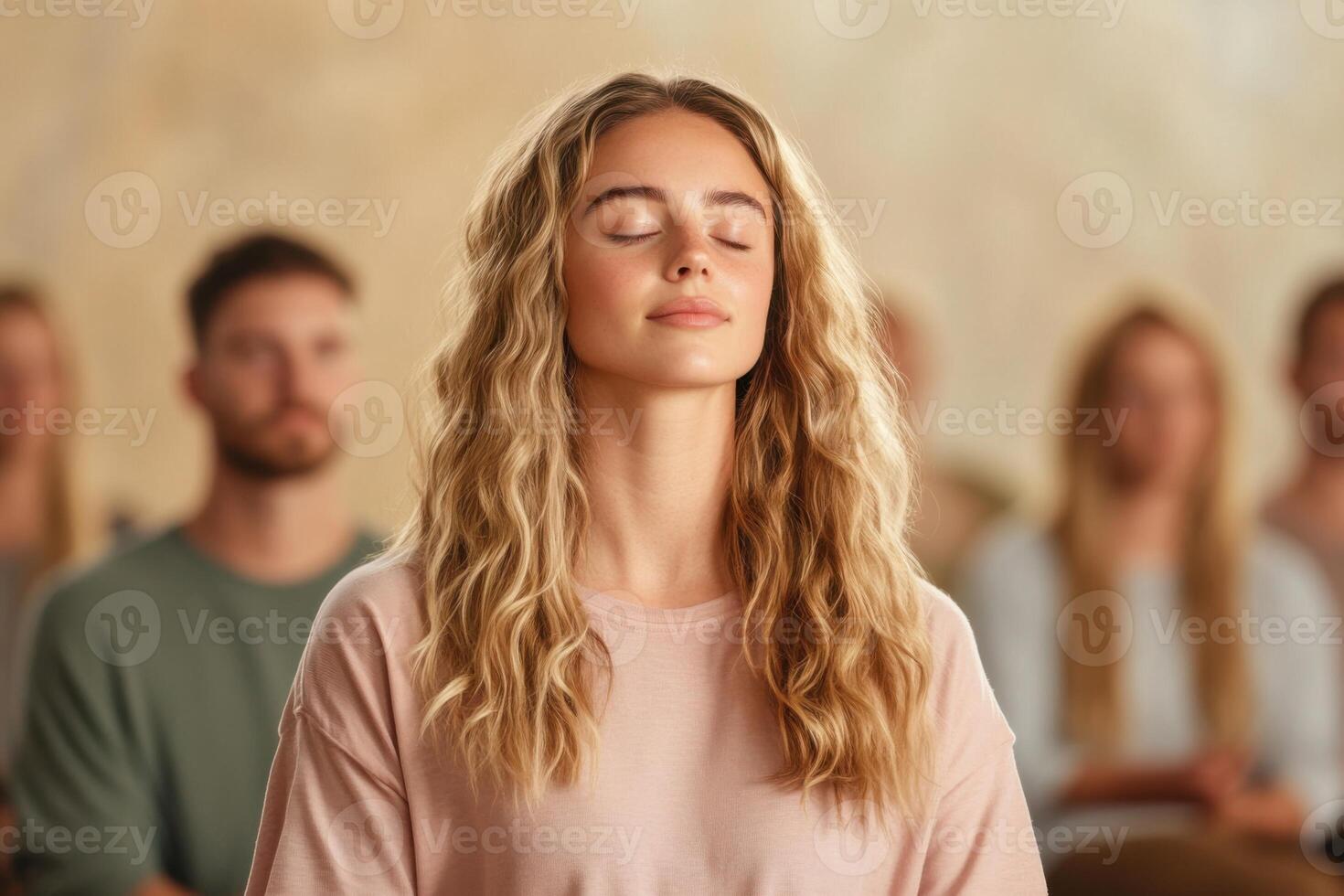 Sound therapy session for pain relief promotes relaxation and healing among diverse participants photo