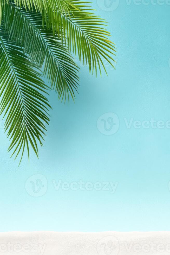 Colorful loop palms create a unique design in a vibrant beach setting with ample advertising space photo