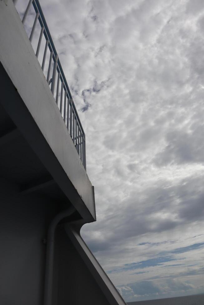 A view of a sky with clouds and a sky light photo