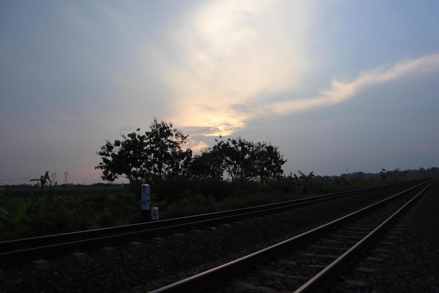 A train track with a train on it photo